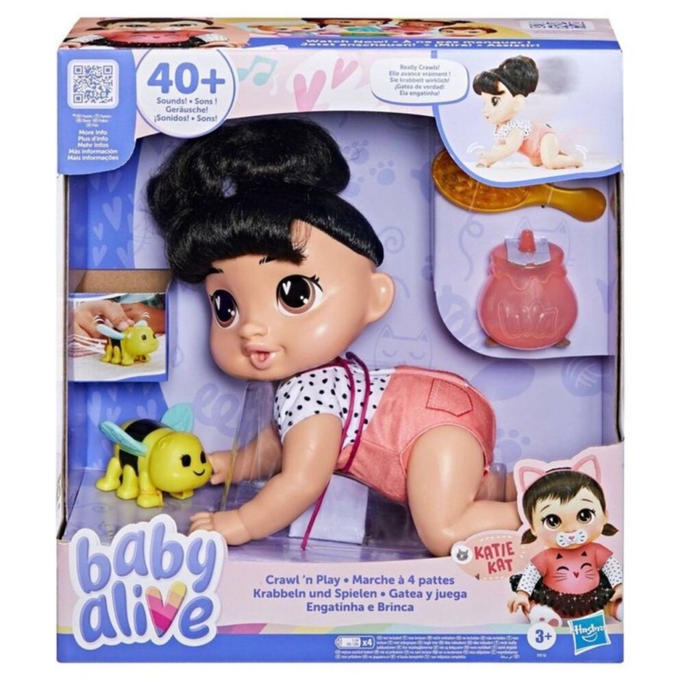 Baby Alive Crawl N Play Baby Doll Katie Kat Pink Crawling Interactive Babydoll